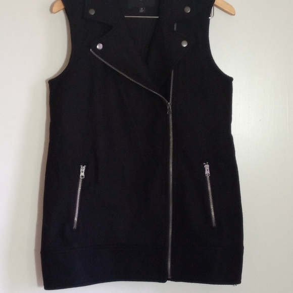 Banana Republic black wool longline moto vest women's size medium - Picture 2 of 7